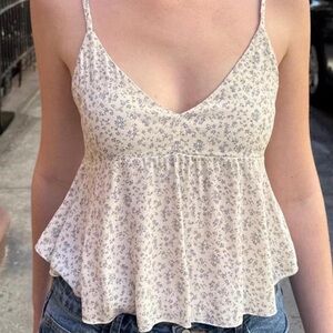 Brandy Melville Pink and Orange Camisole Bustier Peplum Top